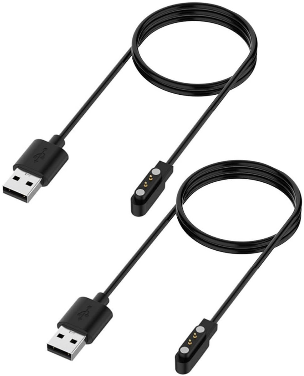 Magnetische smartwatch oplaadkabel 2 stuks 2-polig 4 mm