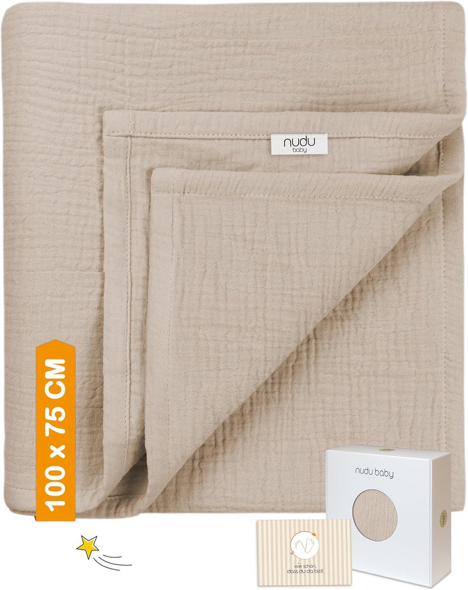 Babydeken 75 x 100 cm Beige - Zachte Kinderdeken voor Slaap en Reizen