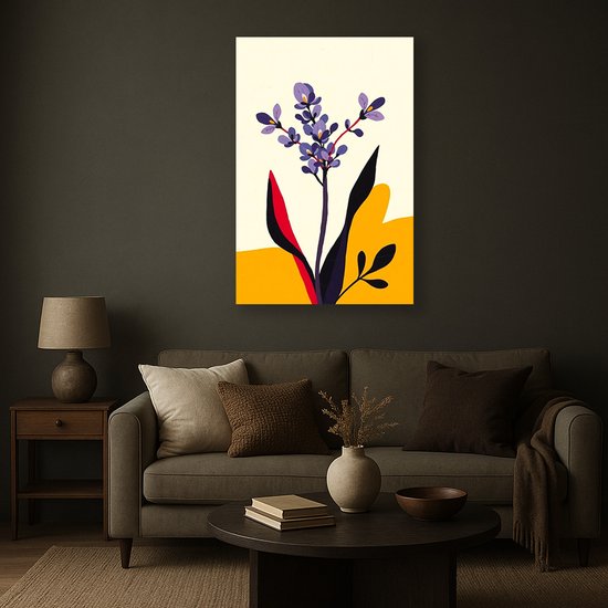 Bloem wanddecoratie - Muurdecoratie modern - Poster retro - 70x100 cm