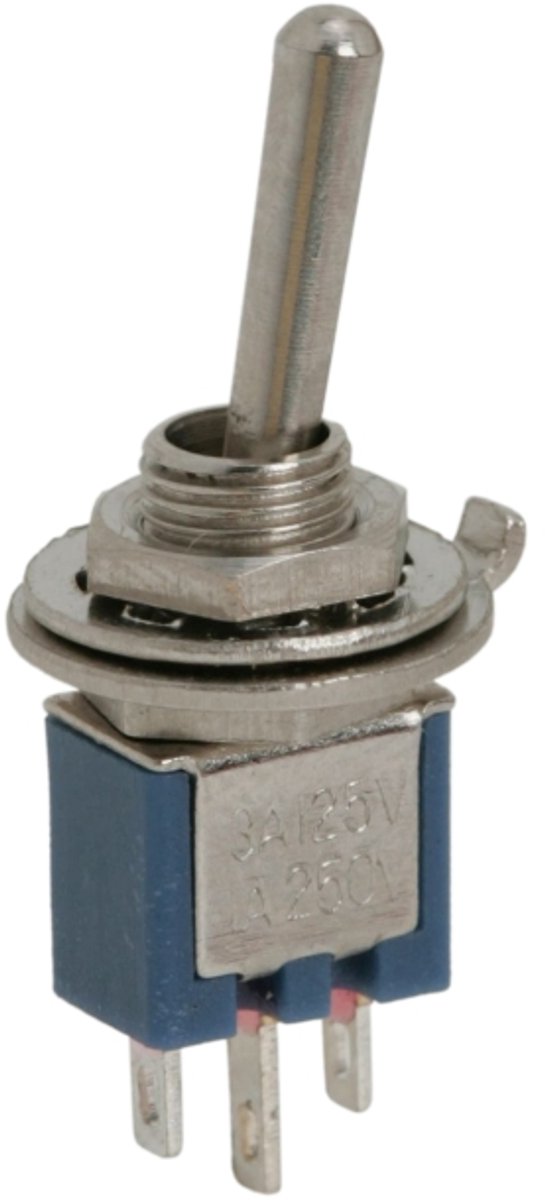 10x Mini Tuimelschakelaar SPDT ON-ON - 2 Standen Toggle Switch 250VAC 1A / 125VAC 3A - Enkelpolige Wisselschakelaar Met 3 Soldeeraansluitingen - Mini Inbouw Schakelaar - Hendel Lengte 10mm - Behuizing 8x7x5mm - Verkoopeenheid 10 Stuks [09007]