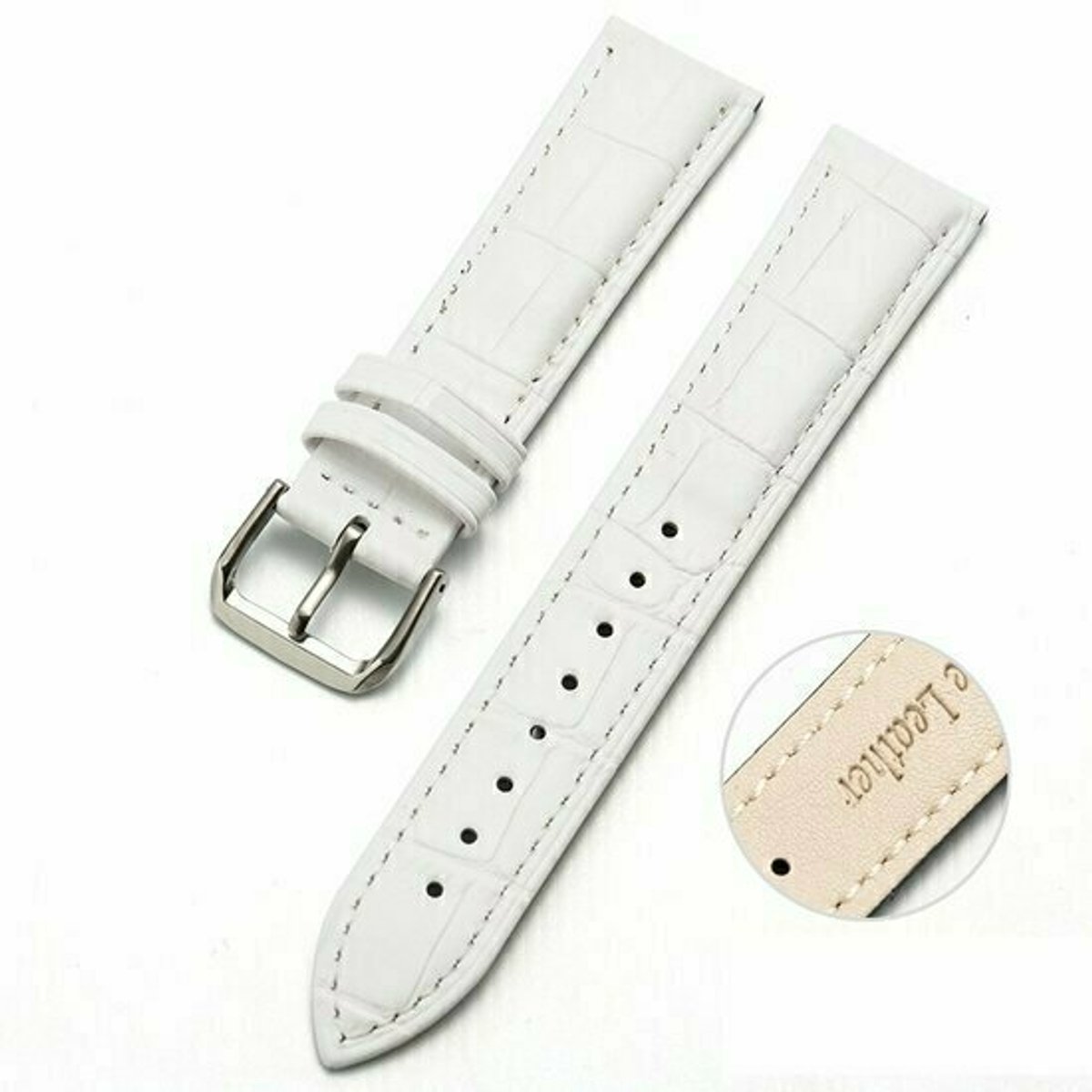 By Qubix - Crocodile leren bandje - Wit - geschikt voor Huawei Watch 5 - 46mm