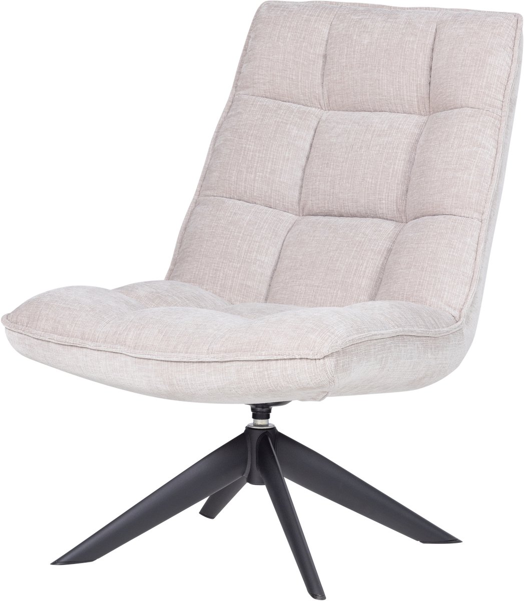 WOOOD Jouke Draaifauteuil - Chenille Structuur - Naturel - 97x70x85