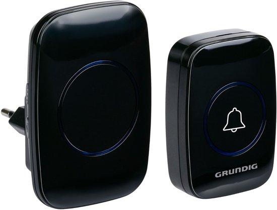 Grundig Draadloze Deurbel Set - Deurbel Draadloos 300 Meter Bereik - Draadloze Beldrukker met LED Licht en 60 Melodieën - Plug-In Ontvanger - Inclusief Batterij - Zwart — afbeelding 2
