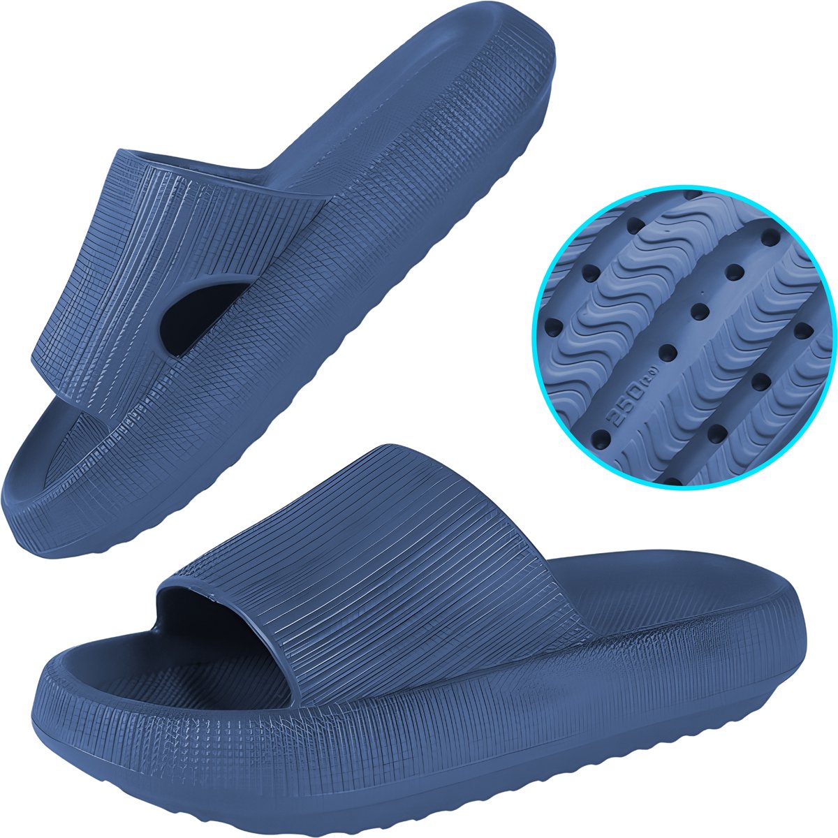 Somstyle Slippers Dames & Heren - Maat 38-39 - EVA - Badslippers met Verdikte Zool - Anti-slip - Blauw