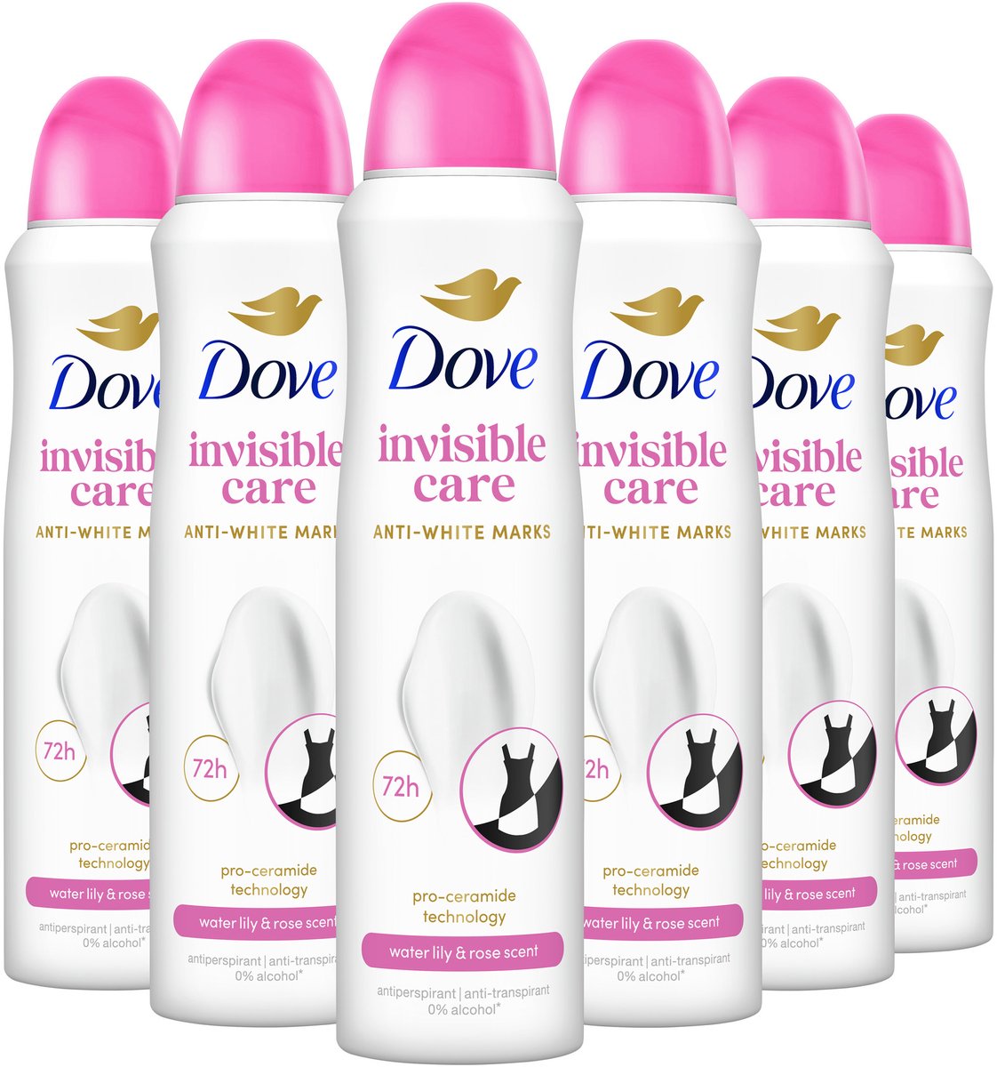 Dove - Anti-Transpirant Deodorant Spray - Advanced Care - Invisible Care - 6 x 150 ml