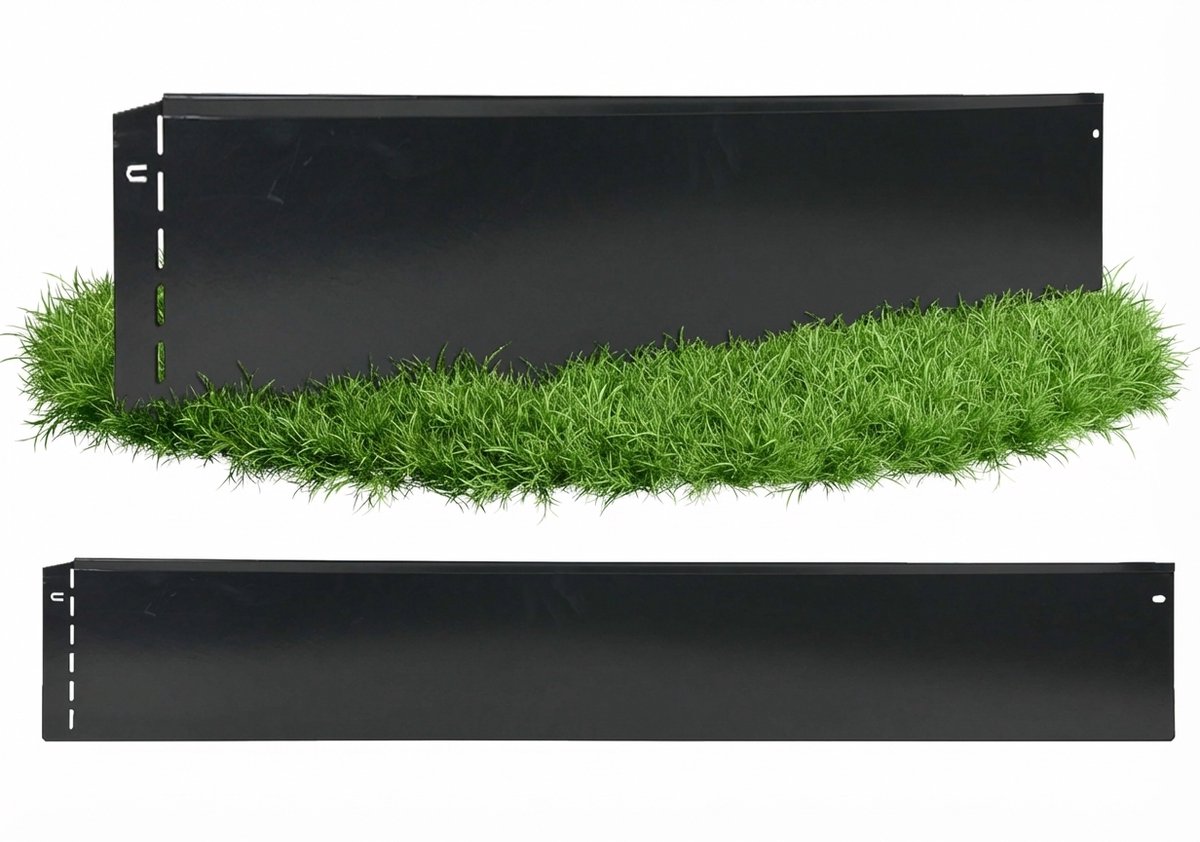 GartenAZ Borderrand - Gazonrand van Verzinkt Staal - Flexibele Montage - Antraciet - 100 cm x 13 cm (30 stuks)