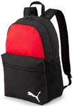 Zwarte rugzak met een rood bovenvak en mesh zijvakken. Wit Puma logo op de voorkant.
