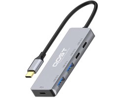 Qost – 5 in 1 USB-C Hub – 10Gbps – PD 100W – Fast Charge en Data Transfer – USB-C Splitter – Spacegrey – USB-A