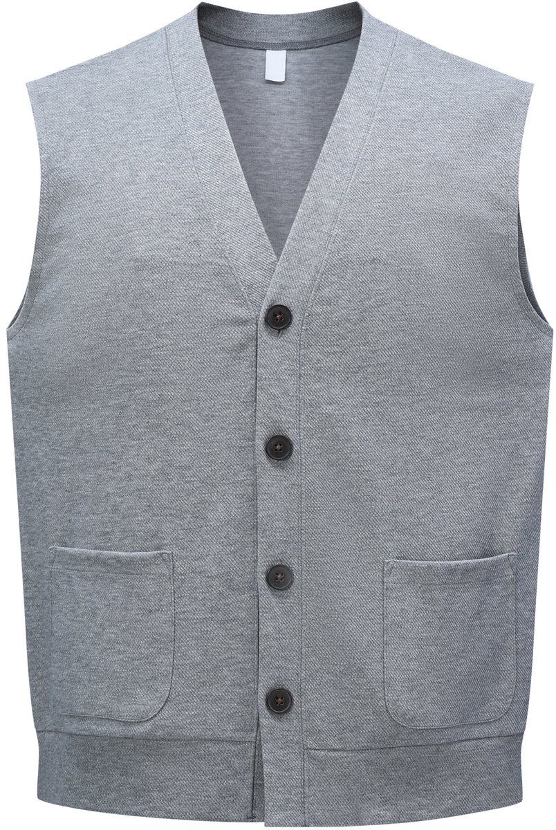ALLTHEMEN - Heren V-Hals Vest - Enkele Knopen en Losse Pasvorm - S