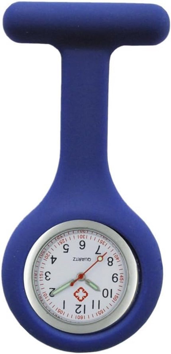 Siliconen Fob Horloge Marineblauw - Glow in The Dark Wijzers - Ideaal voor Medische Professionals - Hygiënisch en Duurzaam Werkaccessoire