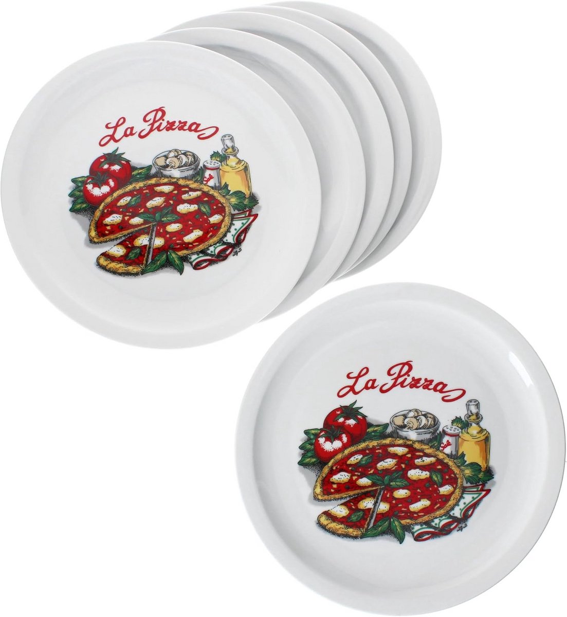 XL Pizza bord Ø30,5cm Porselein - La Pizza Motief 6 personen
