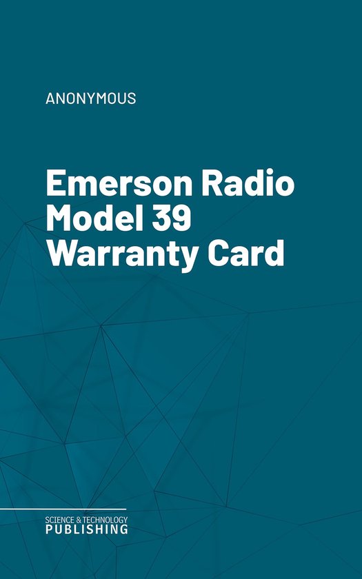 Emerson Radio Model 39 Warranty Card - cover