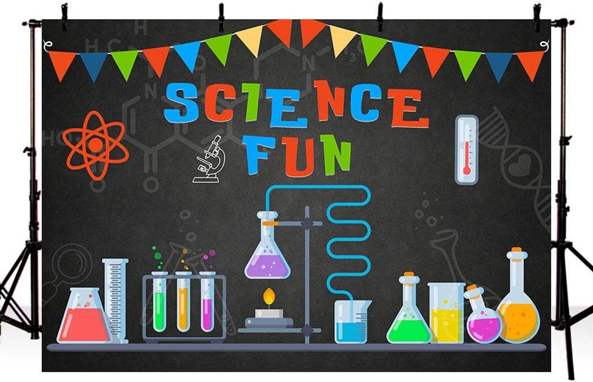 Fun Science Experiment Achtergrond 7x5ft - Jongens Verjaardag Decoratie voor Fotoshoots