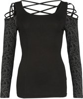 Black Premium by EMP Zwart shirt met lange mouwen met vetersluiting en uitsnijdingen - Dames - XL
