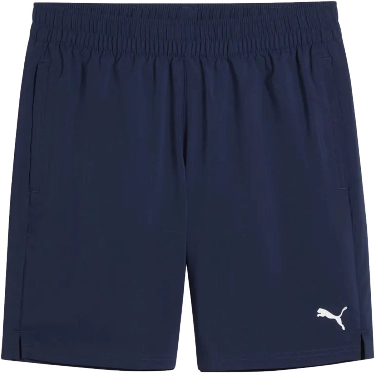 Puma tad foundations 7 woven short in de kleur marine. Blauw