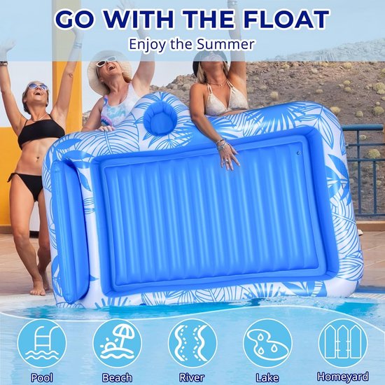 Luxe Opblaasbaar Luchtbed voor 2 Personen - Waterhangmat met Hoofdsteun & Bekerhouders van Luxe. — afbeelding 3