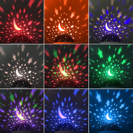 Nachtlampje Voor Kinderen, Kinder Nachtlampje Met Nebula & 360° Rotatie - 4 LED Lampjes, 12 Kleuren Sterprojector, Bedraad Met USB-kabel — afbeelding 4