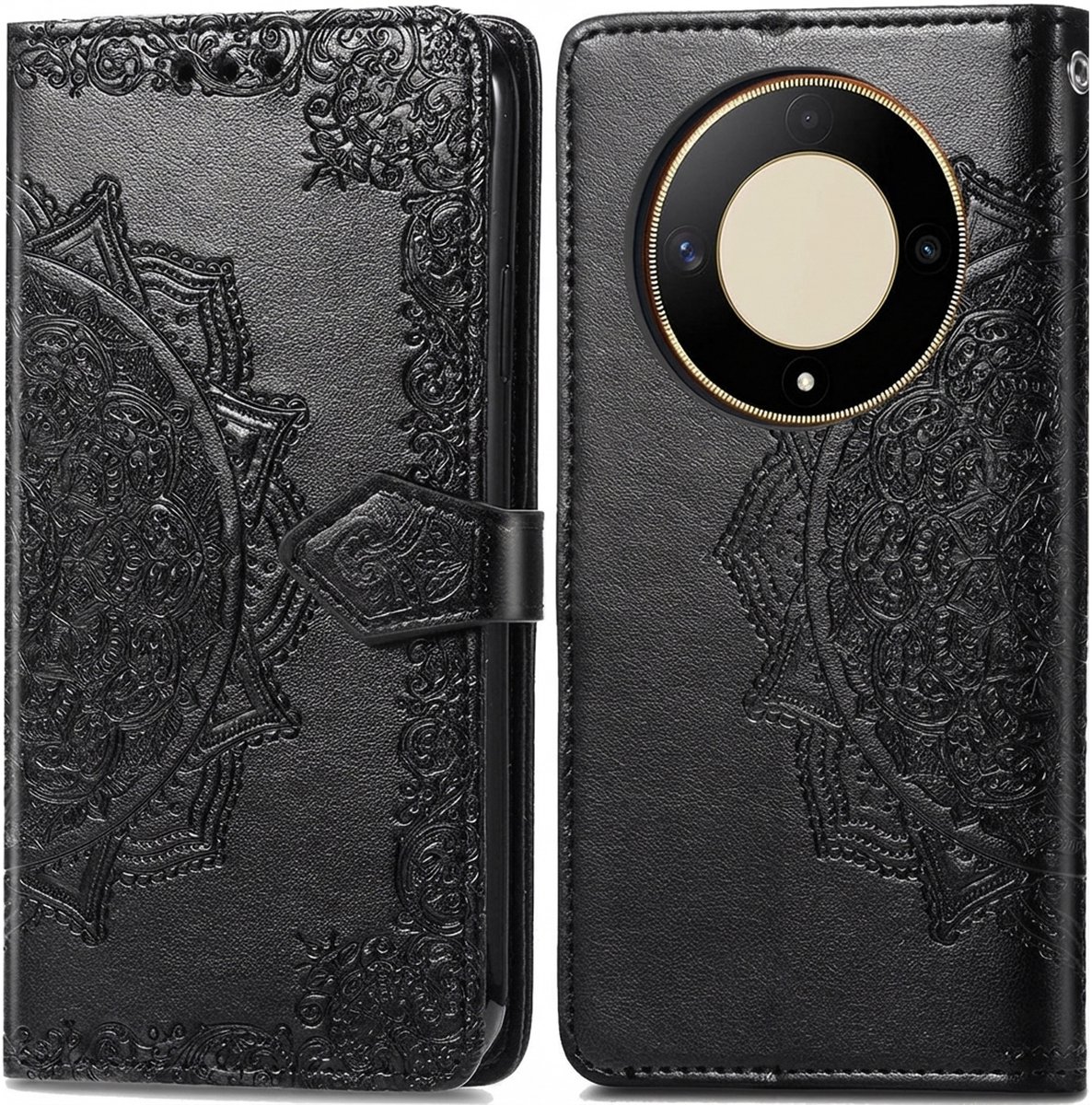 imoshion Hoesje - Geschikt voor Honor Magic 6 Lite - Mandala Bookcase - Zwart
