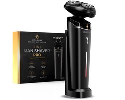 Wellshave 4 in 1 Scheerapparaat Mannen + Oplaad standaard - Met Trimmer & Neustrimmer - Elektrisch Scheerapparaat- Nat en droog - Scheerapparaten - Scheren - Baardtrimmer - Vaderdag Cadeau