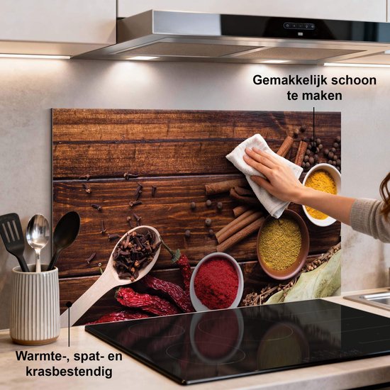 KitchenArt - Warm Spice Harmony Spatscherm - 70x50 cm - Spatscherm Achterwand Keuken - Spatwand Keuken