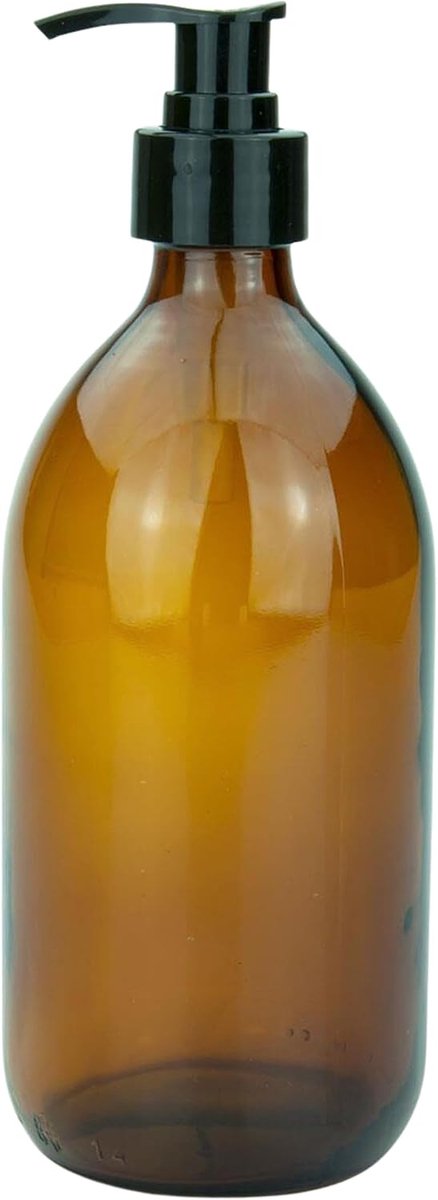 Famanu – Glazen zeepdispenser set van 2 x 500 ml, bruin glas, inclusief trechter, BPA-vrij