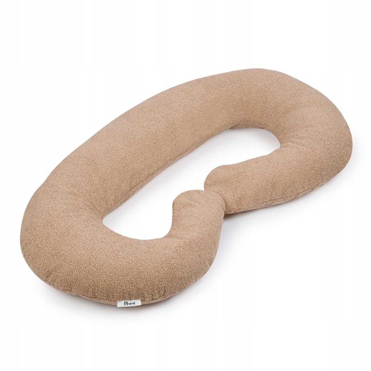 Flumi - Zwangerschapskussen C-vorm - teddy stof - multifunctioneel gebruik - geschikt voor slapen en voeden - donkerbeige