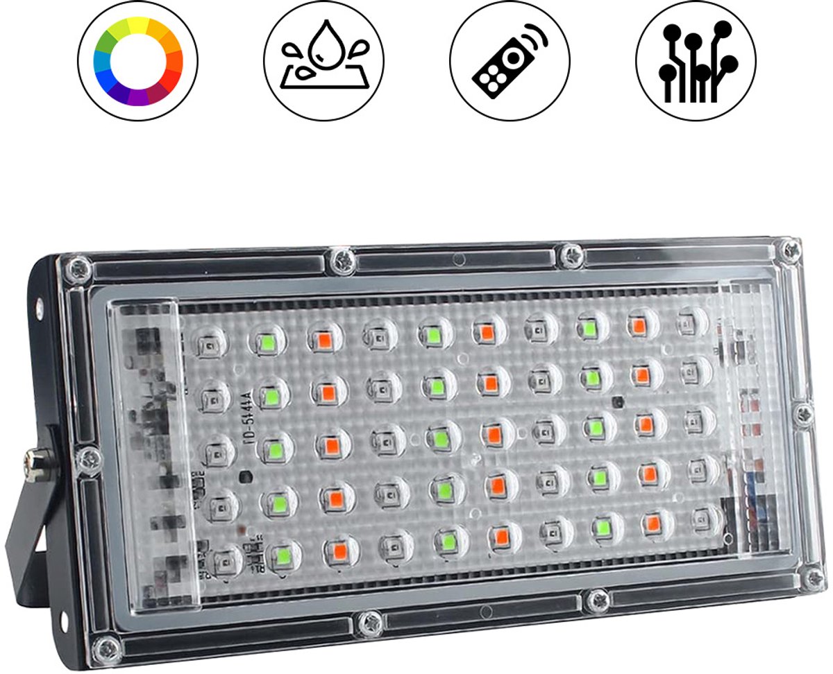 RGB LED schijnwerper - Afstandsbediening - IP65 Waterdicht - Floodlight - Buitenlamp - Breedstraler - 50W