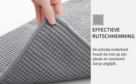 Homaxy Chenille Badmat - Antislip badmat - Absorberende badmat - Fluffy badkamervloermat - Zwart - 50x80 cm