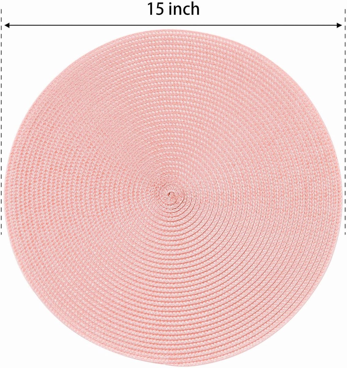 Placemats Set van 6 - Placemats - Elegante Tafeldecoratie - Onderzetter - Diameter 38 cm - Rond - Hitte bestendig - Luxe uitstraling- antislip - geweven - roze — cadeau in Wonen & Interieur - foto 2