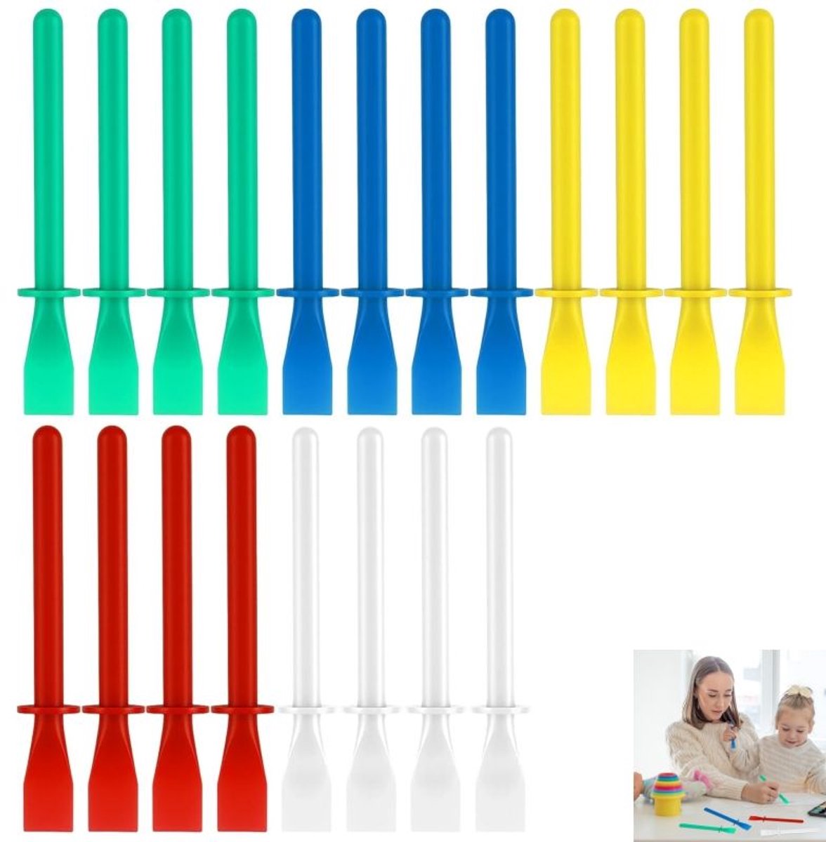 20 stuks - siliconen lijmkwasten - plastic lijmspreiders - gekleurde plastic lijmsticks - gekleurde applicators met platte achterkant - voor houtbewerking, knutselprojecten, hout, papier en leer - veelkleurig - 11.3×1.4cm
