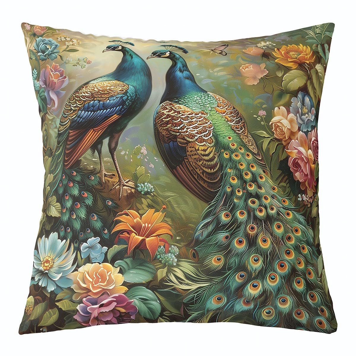 Unyqoos Decoratieve kussenhoes met bloemen en vlinders voor binnen en buiten Kleurjik