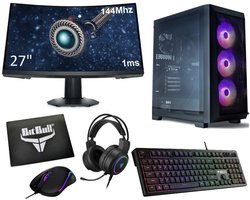 144Hz GeForce RTX3050 Gaming PC Setup Compleet met 27″ Curved Gaming Monitor, -Toetsenbord en -Muis – i5 12400 – 16GB RAM – 1TB M2.0 SSD – WIFI