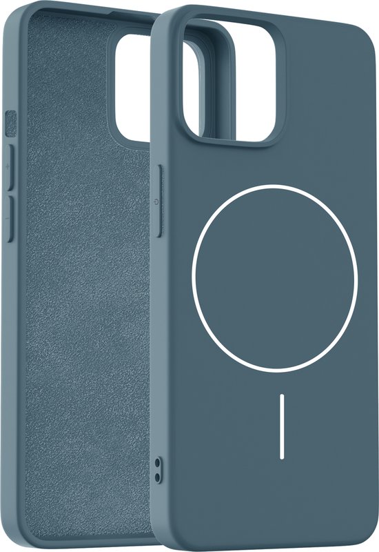 Coverzs Siliconen hoesje met magneet geschikt voor iPhone 13 (donkerblauw)