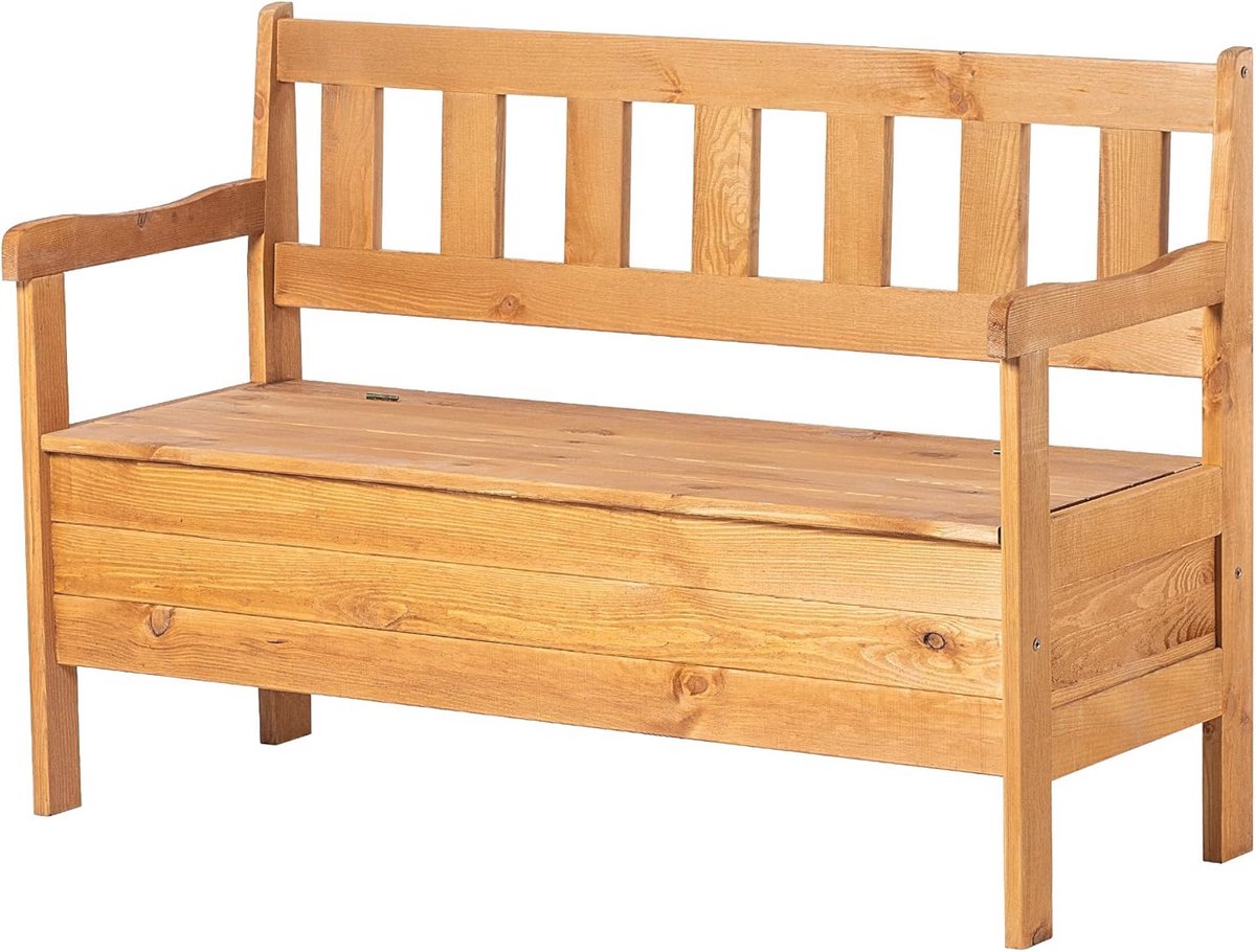 Tuinbank met Opbergruimte 120 x 47 x 81,5 cm - Weerbestendige Fiberplaatbank in Bruin
