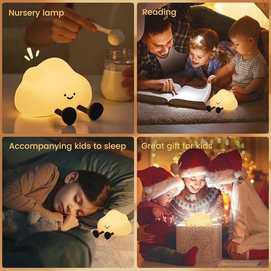 Dimbare LED Nachtlamp - Siliconen Wolk met Oplaadbare Functie voor Kinderkamer en Slaapkamer — afbeelding 3
