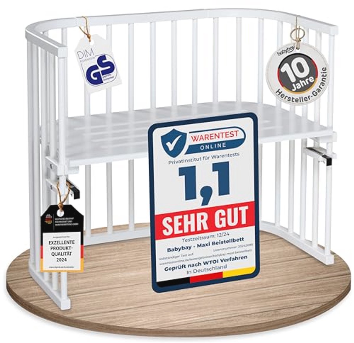 Maxi bijzetbed voor baby's - wit gelakt, 94 x 54 x 79 cm - ideaal voor tweelingen