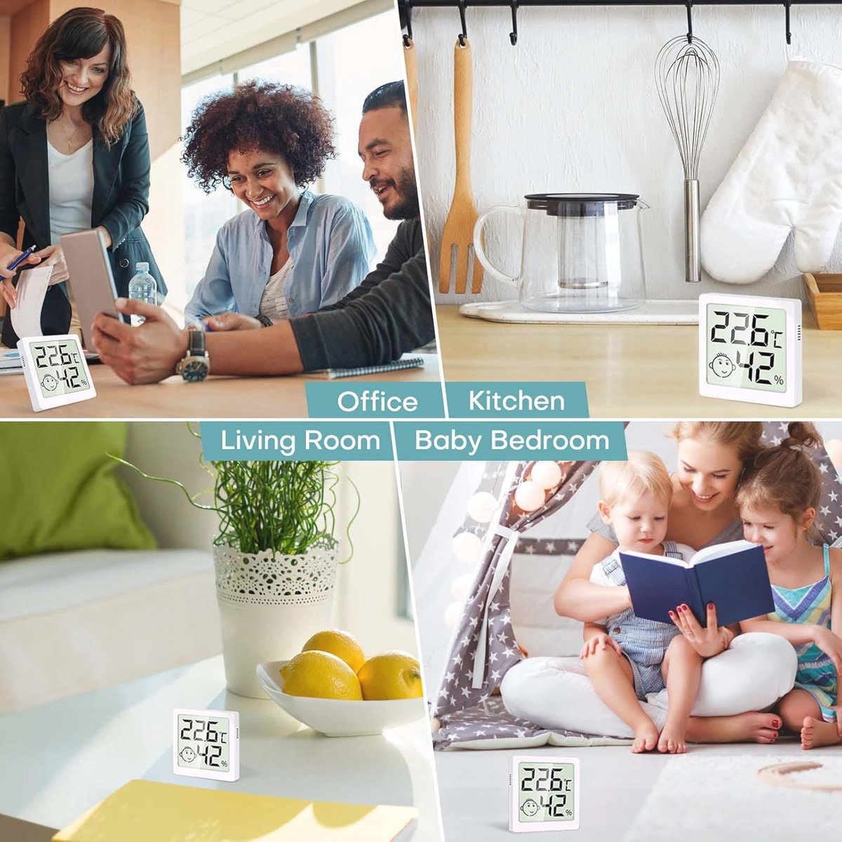 Digitale Thermometer en Hygrometer Set voor Binnen, Mini Luchtvochtigheidsmeter, Ruimte Thermometer voor Woonkamer, Kantoor, Babykamer, Broeikas (6 Stuks) — cadeau in Cadeau-ideeën - foto 4