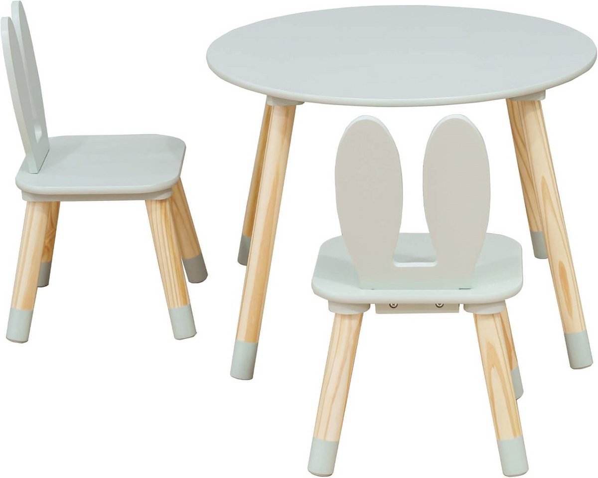 Set tafel met 2 kinderstoelen voor Montessori kinderkamer - ideaal voor spelen en leren - 44 x 60 cm tafel, 50 x 28 cm stoelen