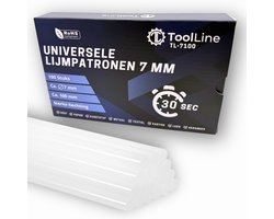 ToolLine® - Lijmpatronen 7 mm - 100 stuks - Lijmpistool Vullingen - Glue Stick - Glue Sticks 7 mm – Lijmpistool - lijmsticks