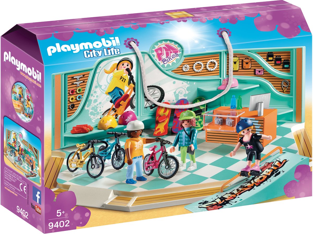 PLAYMOBIL City Life Fiets- en skatewinkel - 9402
