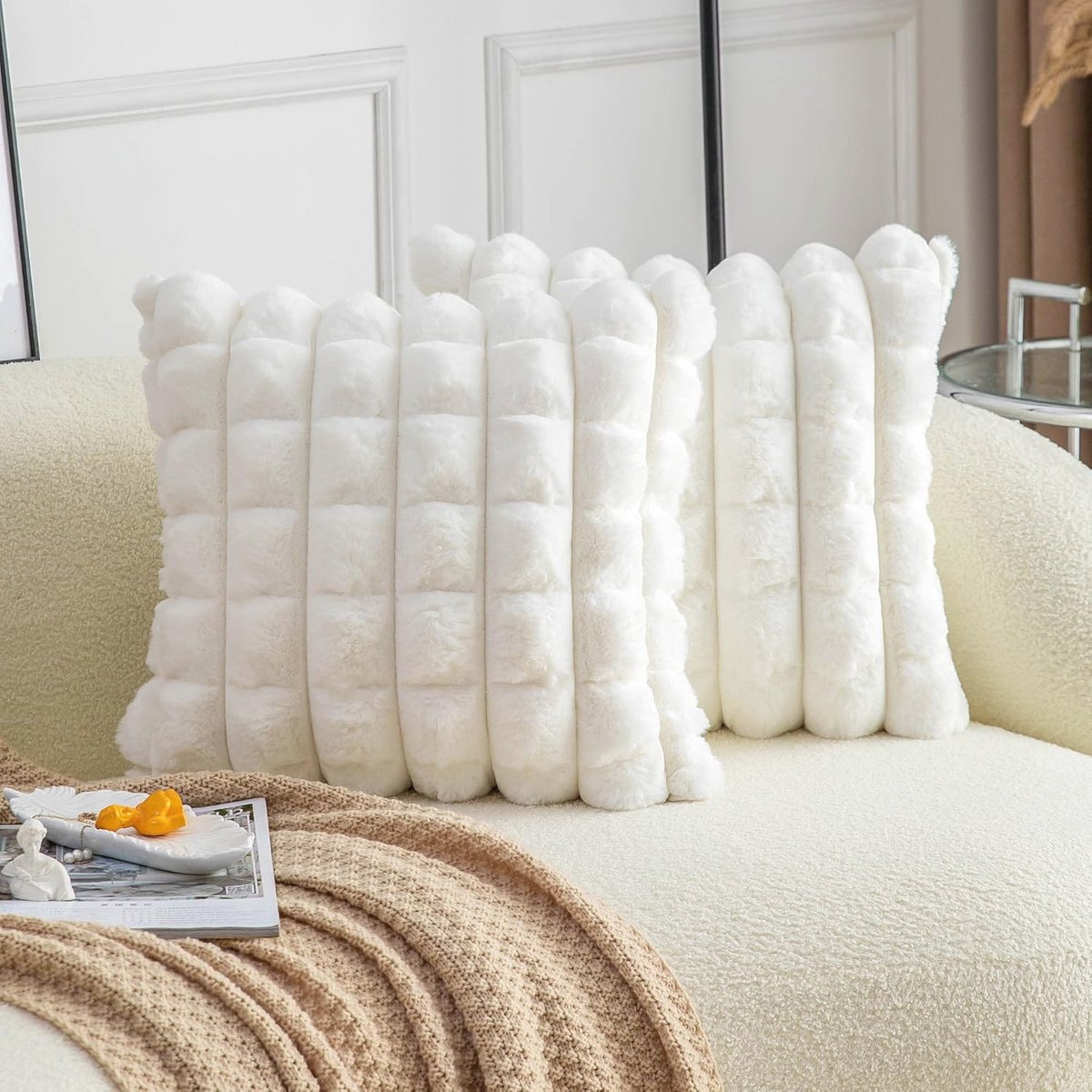 Decoratieve Kussenslopen van Neppels, Set van 2, 22 x 22 Inch, Zacht Velours Kussens voor