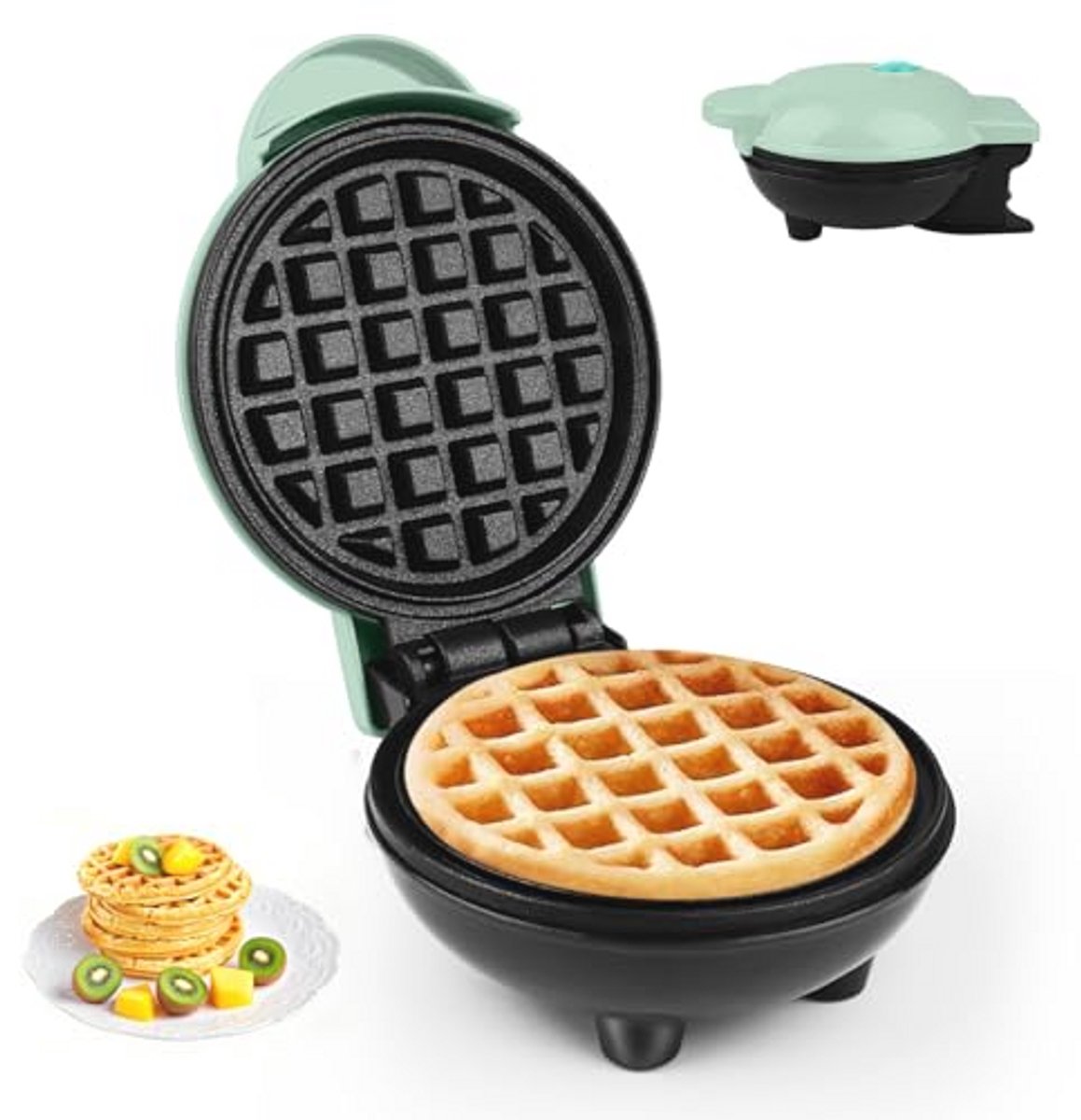 Mini Wafelijzer voor Belgische Wafels - Ø 10 cm, 350 W, Dubbelzijdige Verwarming