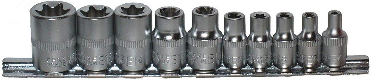 Externe Vrouwelijke TORX Bit Star E Socket Set 1/4 & 3/8 Dr, Zwart