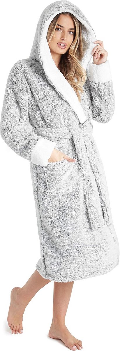 Luxe Pluizige Damesbadjas in Superzachte Fleece - Gezellige Kamerjas voor Vrouwen