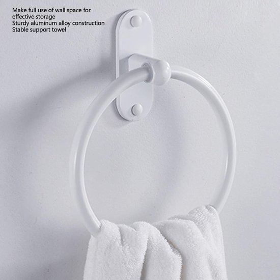 E-Ambar - Handdoekhouder voor Badkamer, Ruimtebesparend, Aluminium, Wit