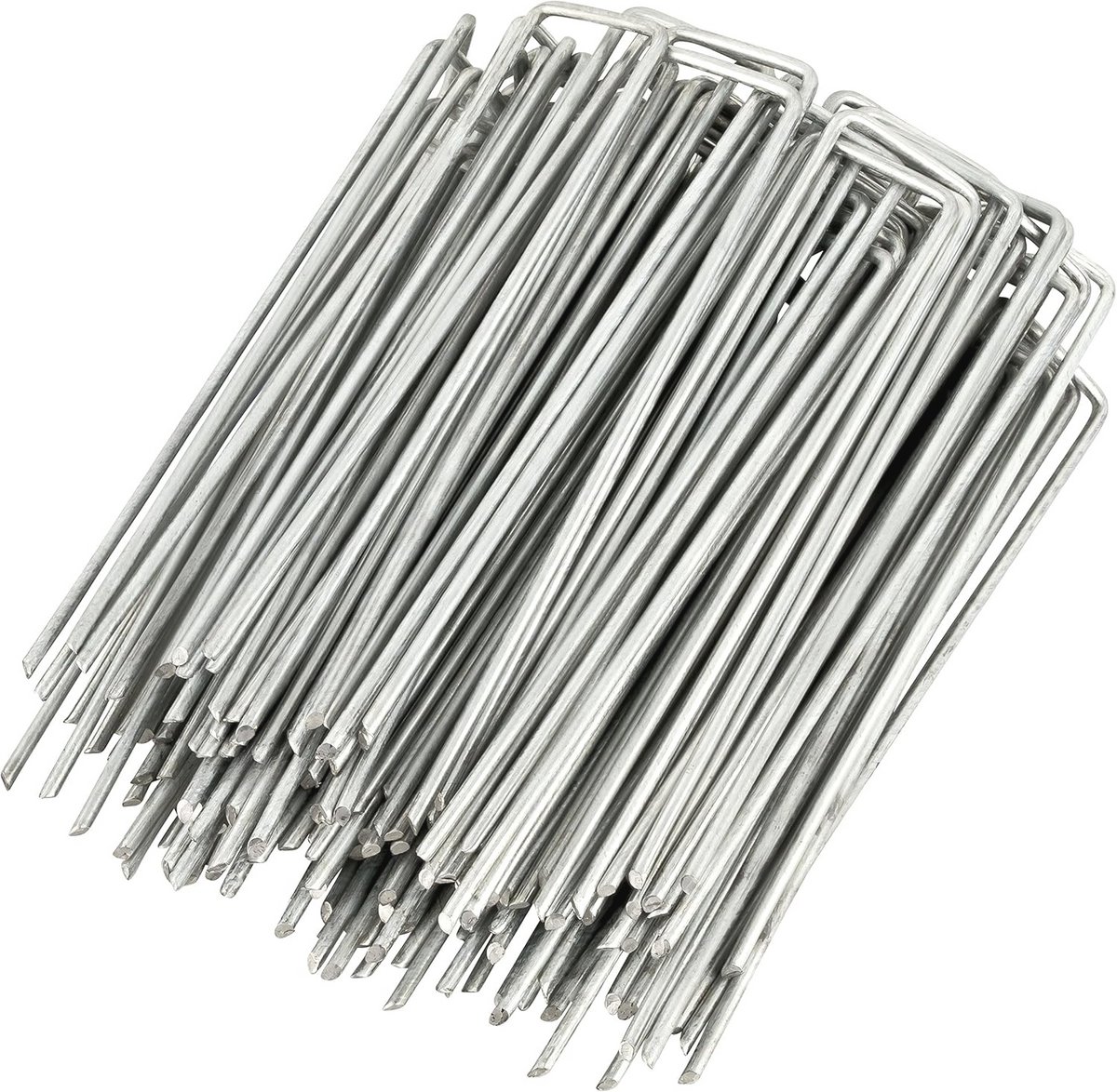 Set van 250 anti-roest 6 inch zware platte U-vormige tuinbeveiligingsharingen - gegalvaniseerde graszodennietjes voor het verankeren van landschapsstof