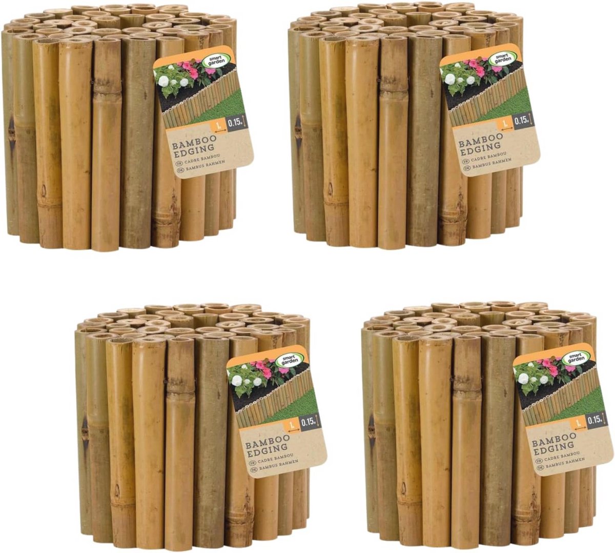 Milieuvriendelijke Bamboe Gazonranden voor Tuinen en Paden - Duurzame Tuindecoratie (4 stuks, 15 cm x 1 m)