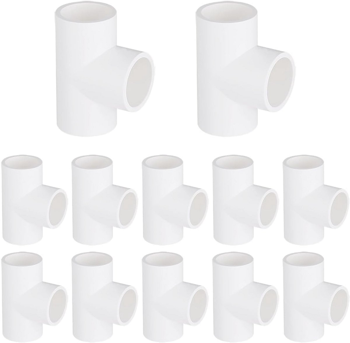 3/4 inch T-stuk PVC fittingen - 3-weg hoekconnector voor meubels en doe-het-zelf projecten (12 stuks)