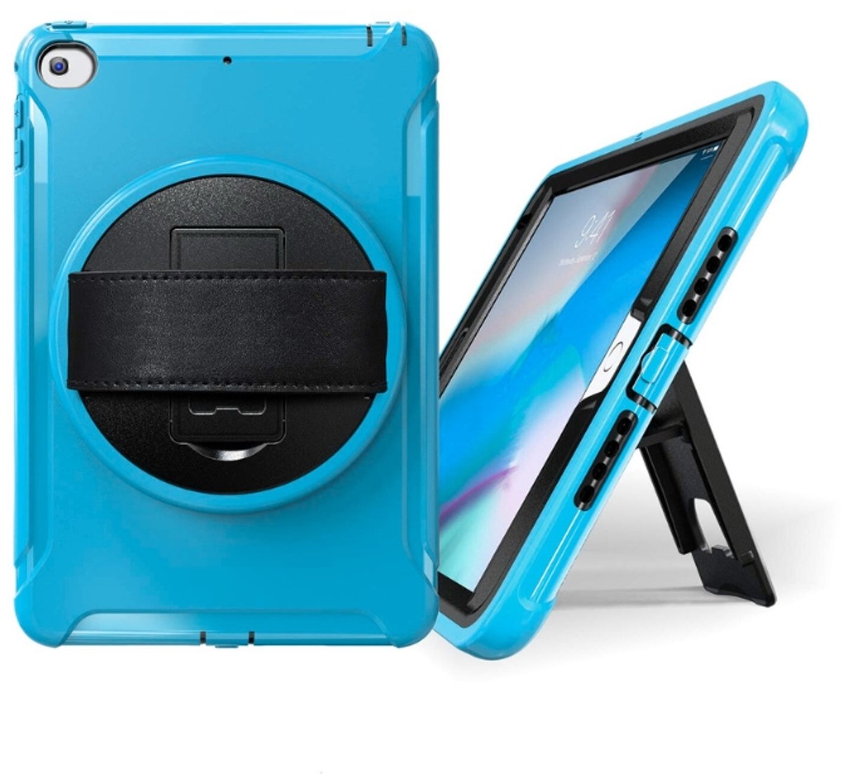 Tablethoes met 360° draaibare handgreepstandaard iPad Air 2 (2017–2018) blauw