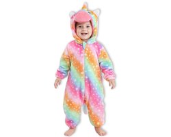 BoefieBoef Unicorn Regenboog Kleuter Onesie - Peuter Pyjama Kinderen 2 tot 4 jaar – Verkleedkleding met Luierrits – Carnaval Dierenpak - Sinterklaas en Kraamcadeau - Zacht Flanel - Baby Romper - Boxpak - Meisjes - Kruippak - Winterpak - Eenhoorn